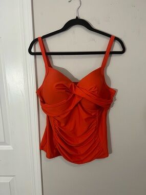 NWT Blair Orange Twist-Front Ruched Bathing Suit Top,16